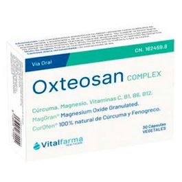 VITALFARMA Oxteosan Complex 30 Cápsulas con CurQfen y Vitamina C para Huesos y Cartílagos
