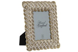 DKD Home Decor Marco de Fotos 10x15 Resina Decapé Dorado