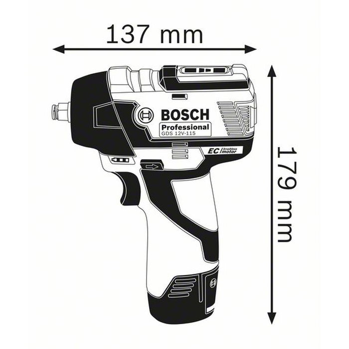 Bosch Professional Llave de impacto GDS 12V-115 con 2 baterías 3.0Ah + L-BOXX