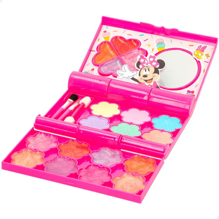 Disney Blister Estuche Maquillaje Minnie Incluye 6 Sombras de Ojo, 12 Brillos de Labios y 3 Pinceles