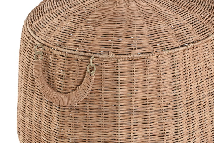 DKD Home Decor Set de 2 Cestas de Ratán y Metal Natural