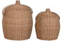 DKD Home Decor Set de 2 Cestas de Ratán y Metal Natural