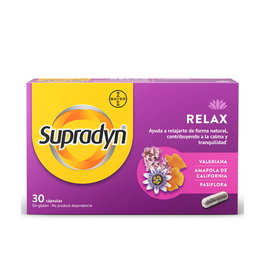 Supradyn Relax - 30 Cápsulas con Valeriana, Amapola de California y Pasiflora para Relajación y Estrés - Suplemento Natural
