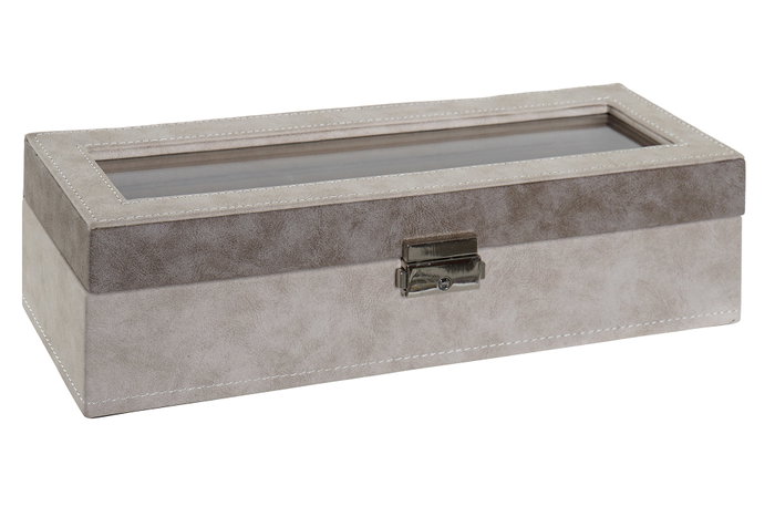 DKD Home Decor Joyero PU MDF 30x10x8 Gris