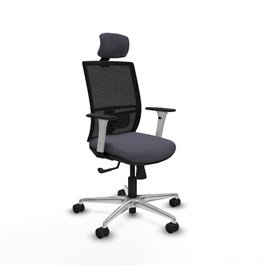PIQUERAS Y CRESPO Silla de oficina Yunquera con mecanismo Sincro, Gris oscuro y Negro