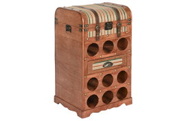 DKD Home Decor Botellero Colonial Marron Multicolor Alamo y PU 35.5 x 71 x 40 cm