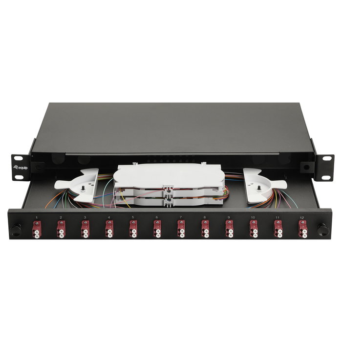 EQUIP Distribuidor de fibra óptica 12 puertos LC-Duplex OM4 1U Negro