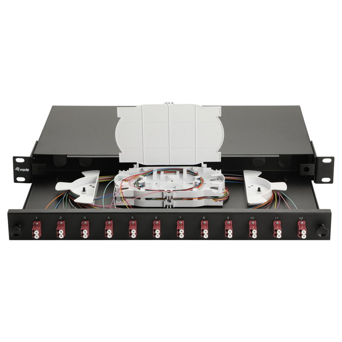 EQUIP Distribuidor de fibra óptica 12 puertos LC-Duplex OM4 1U Negro