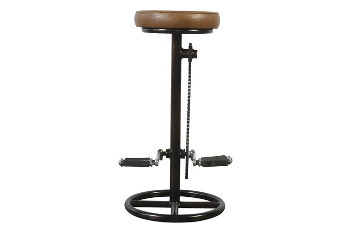 DKD Home Decor Taburete Vintage Leather 23 Piel Hierro Marron Negro Plateado 41 x 74 x 42 cm