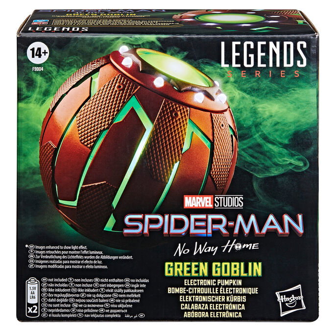 Hasbro Marvel Legends Series Calabaza Electrónica Duende Verde Spiderman No Way Home con Luces y Sonidos, para Juego de Rol de Adultos