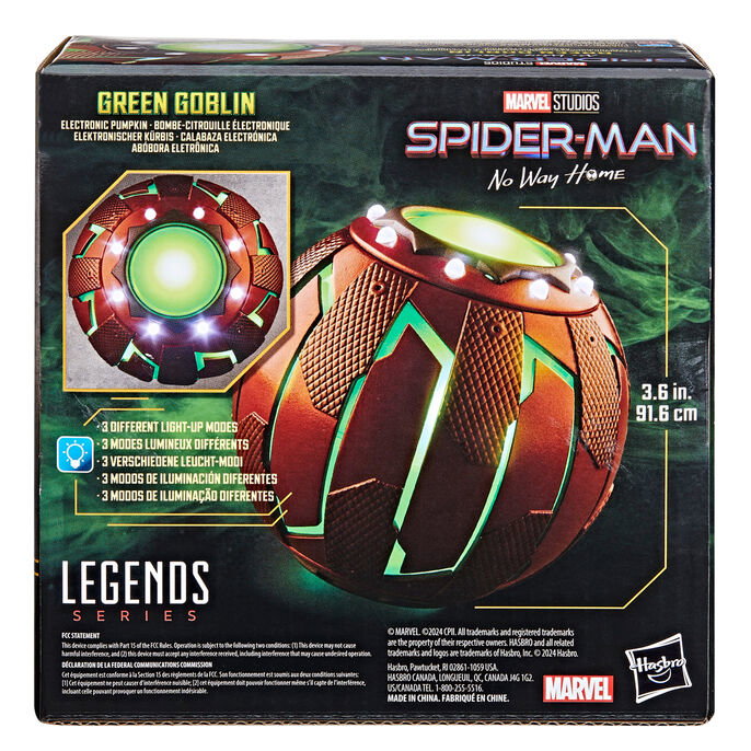 Hasbro Marvel Legends Series Calabaza Electrónica Duende Verde Spiderman No Way Home con Luces y Sonidos, para Juego de Rol de Adultos