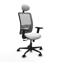 PIQUERAS Y CRESPO Silla de oficina Zulema con mecanismo Sincro, Tela Blanco y Malla Gris