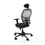 PIQUERAS Y CRESPO Silla de oficina Jorquera con mecanismo Sincro/Traslack, Similpiel Negro y Malla Gris