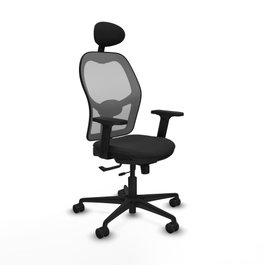 PIQUERAS Y CRESPO Silla de oficina Jorquera con mecanismo Sincro/Traslack, Similpiel Negro y Malla Gris