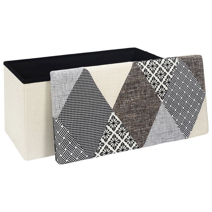 Home Deco Factory Banco-Puf Plegable Patchwork Asiento Extra con Almacenamiento Medidas 76x38 cm Home Deco Factory Banco-Puf Plegable Patchwork Asiento Extra con Almacenamiento Medidas 76x38 cm