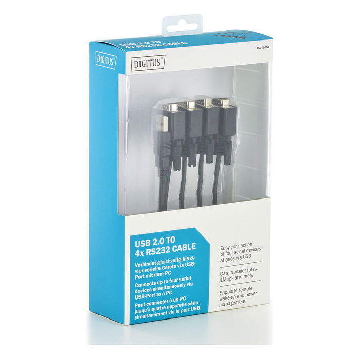 Digitus DN-8008-15 Cable USB 2.0 a 4 RS232 Negro 1.5m Digitus DN-8008-15 Cable USB 2.0 a 4 RS232 Negro 1.5m