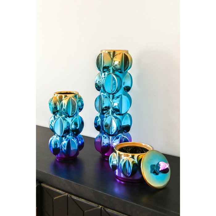 DKD Home Decor Jarrón de Gres Iridiscente Multicolor Fluorito DKD Home Decor Jarrón de Gres Iridiscente Multicolor Fluorito