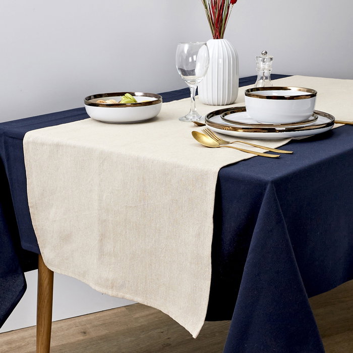 Home Deco Factory Camino de Mesa Beige 50x150 cm, 60% Algodón, 35% Poliéster, 5% Viscosa