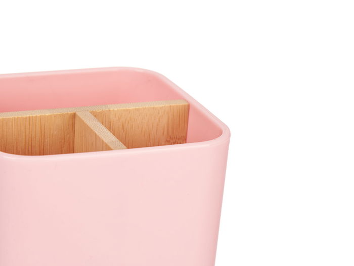 Berilo Organizador Cuadrado 3 Huecos Bambu Rosa 9 x 11 x 9 cm (Set de 6)