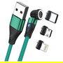 Realpower Cable Magnético 3A 2m USB-A Verde con Adaptadores | RealPower MagneticCharge3