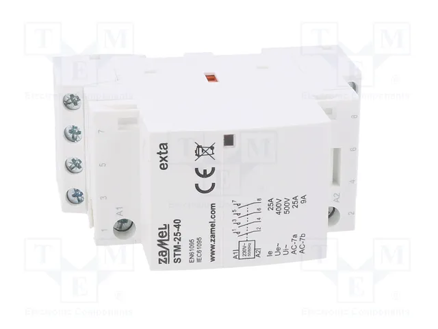 ZAMEL Contactor STM de 4 polos, 25A, 230VAC