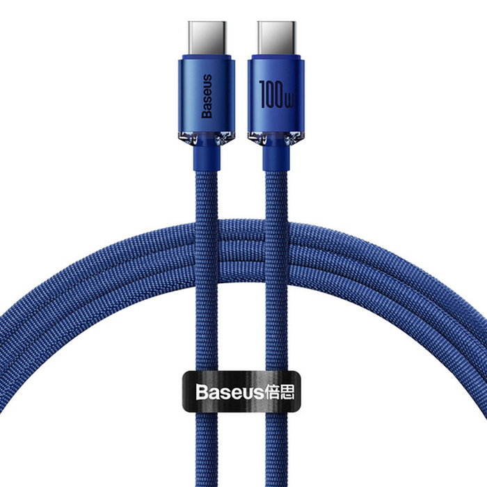 Baseus Cable USB-C a USB-C Crystal Shine 100W 1,2m azul