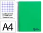 Liderpapel Cuaderno Espiral A4 Micro Wonder Tapa Plástico 120 Hojas 90gr Cuadro 5mm 5 Bandas 4 Taladros Color Verde Oscuro