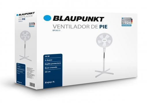 BLAUPUNKT Ventilador de Pie, 5 Aspas, Base Cruzada, 45W