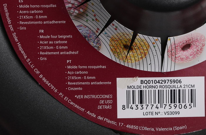 Quttin Molde Horno Rosquilla 21 cm (12 Unidades)