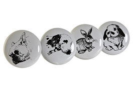 DKD Home Decor Pomo Cerámica Metal Blanco Negro 6.5 x 4 x 4 cm (24 Unidades)