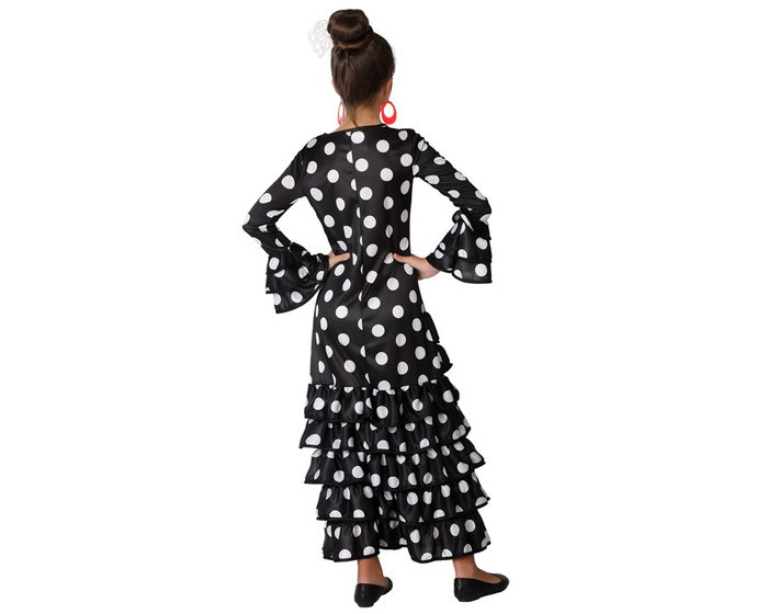Paises del Mundo Disfraz Flamenca Sevillana Niña Infantil Negro Lunares Rojos 10-12 Años