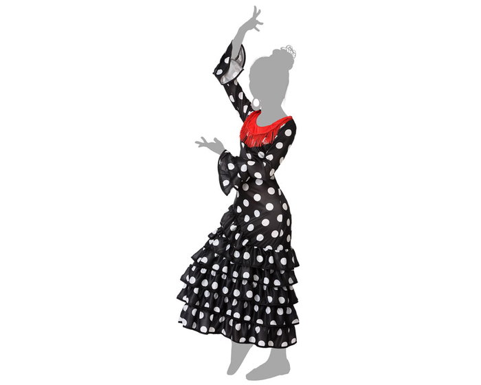 Paises del Mundo Disfraz Flamenca Sevillana Niña Infantil Negro Lunares Rojos 10-12 Años