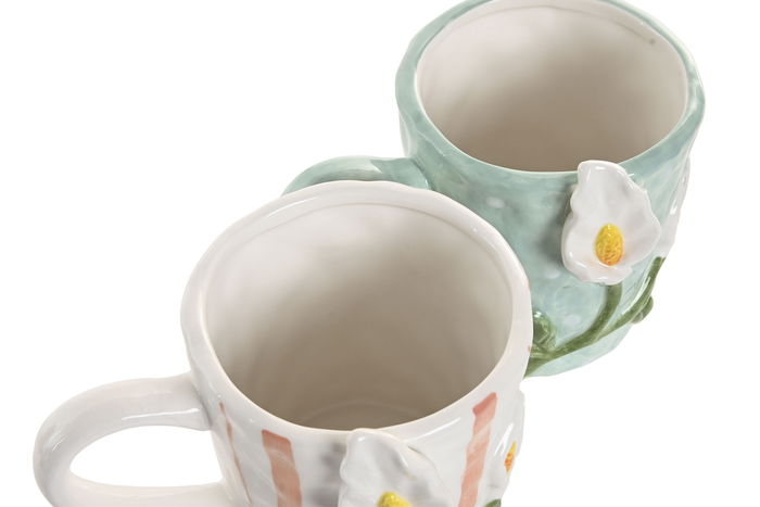 DKD Home Decor Mug Shabby Blanco Azul Celeste Dolomita 4 Unidades 400ml Apto Microondas Lavavajillas 11.5 x 12.3 x 15.5 cm DKD Home Decor Mug Shabby Blanco Azul Celeste Dolomita 4 Unidades 400ml Apto Microondas Lavavajillas 11.5 x 12.3 x 15.5 cm