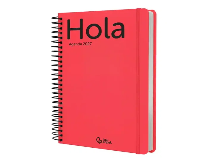 Liderpapel Agenda de oficina 2027 Espiral Classic Semana Vista A6 Bilingüe Rojo