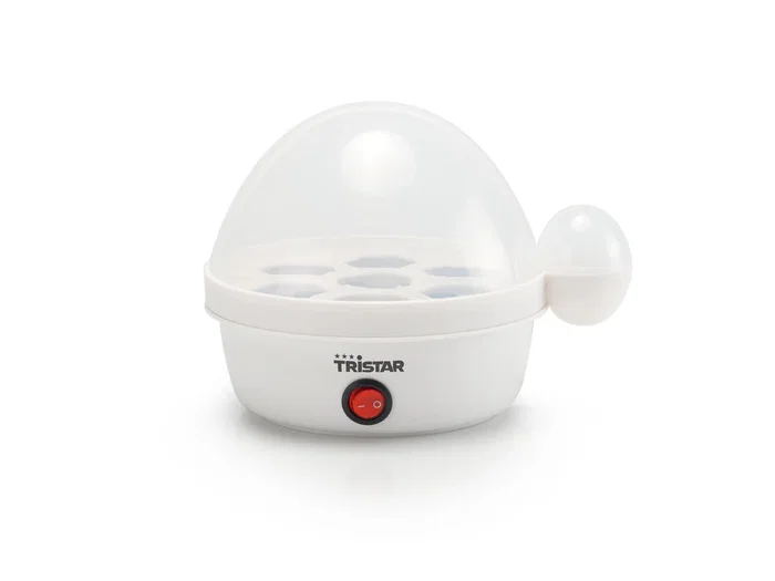 Tristar EK-3074 Cocedor de Huevos Automático, 7 Huevos, 350 W, con Vaso Medidor y Perforador, Blanco y Transparente
