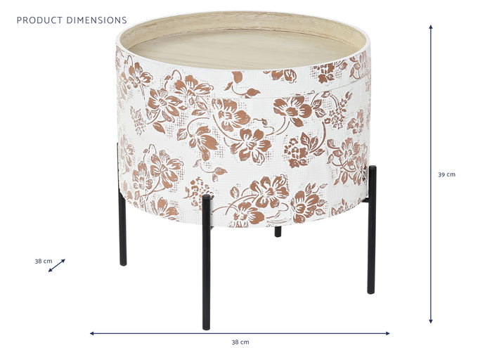 DKD Home Decor Mesita Auxiliar Shabby Blanco Negro 38 x 38 x 39 cm