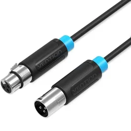 Vention Cable BBFBL XLR Macho a Hembra 10m - Cable de Micrófono o Extensión de Audio, Negro