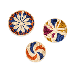 DKD Home Decor Set de 3 Decoraciones de Pared Seagrass Azul