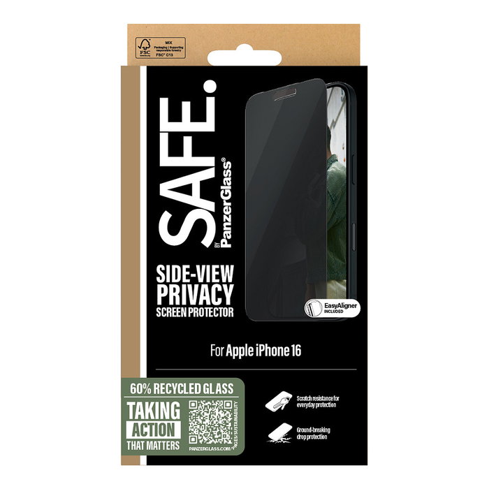 PanzerGlass Protector de Pantalla SAFE Privacy para iPhone 16/15 UWF