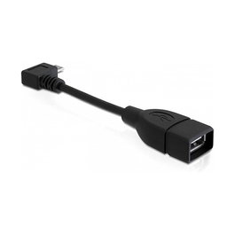 DeLOCK 83104 Cable USB 2.0 Micro-USB B 90° Angulado Macho a USB A Hembra, 0.11 m, Negro