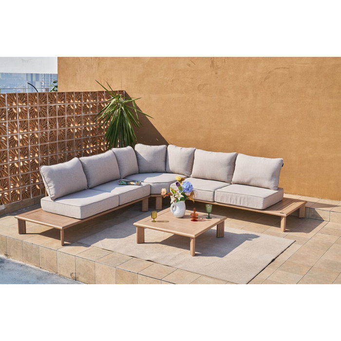 DKD Home Decor Set de Sofá Esquinero de 4 Piezas en Aluminio y Olefinas Marrón