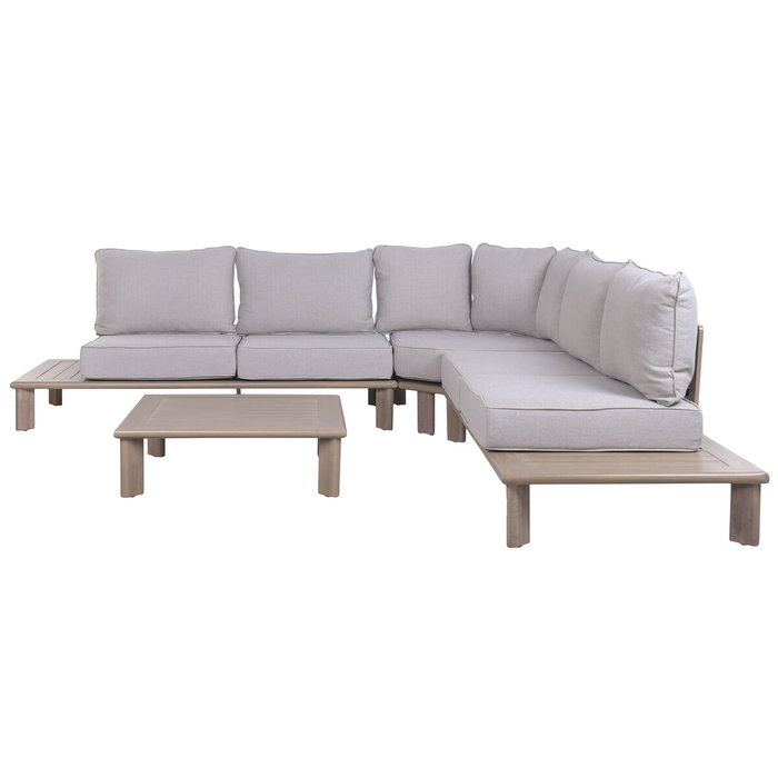 DKD Home Decor Set de Sofá Esquinero de 4 Piezas en Aluminio y Olefinas Marrón