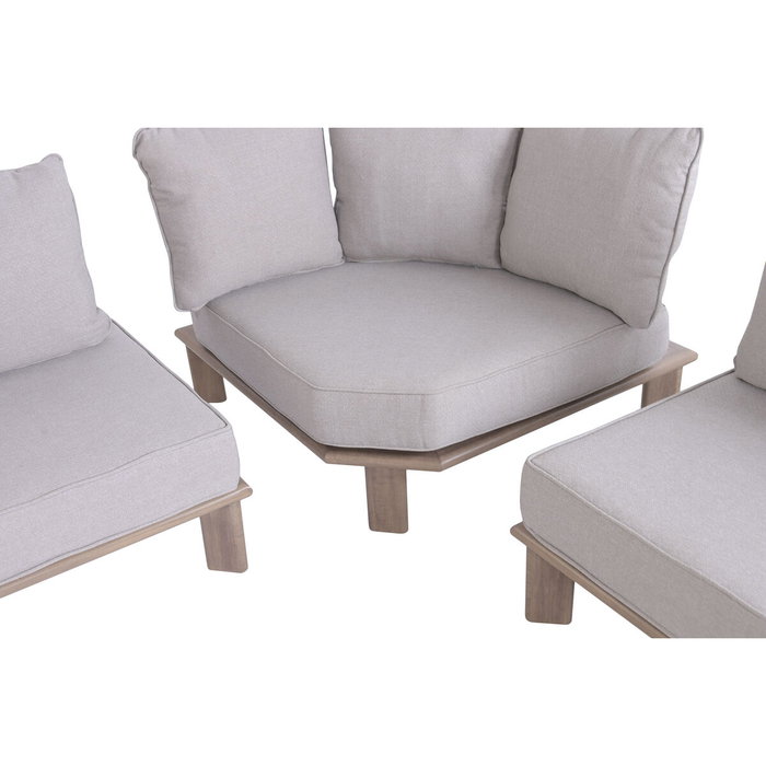 DKD Home Decor Set de Sofá Esquinero de 4 Piezas en Aluminio y Olefinas Marrón