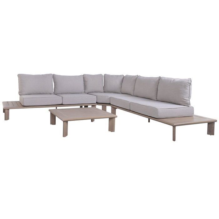 DKD Home Decor Set de Sofá Esquinero de 4 Piezas en Aluminio y Olefinas Marrón