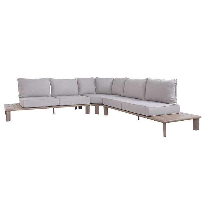 DKD Home Decor Set de Sofá Esquinero de 4 Piezas en Aluminio y Olefinas Marrón