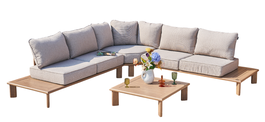 DKD Home Decor Sofá esquinero para Terraza y Jardín de Aluminio y Olefina, Marrón, 290x290x68 cm, Set de 4 Piezas