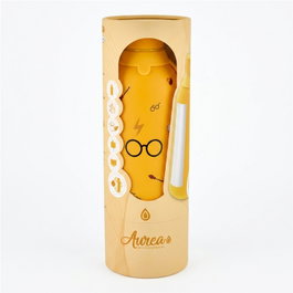 AUREA Botella térmica Wizard School con interior cerámico de 500 ml y 2 tapones, color mostaza