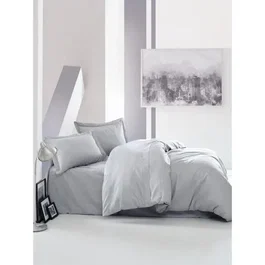 Juego de cama 220x240 cm + 2 fundas de almohada 60x60 cm - 100% Algodón Satén - Gris - MEN8681875218565