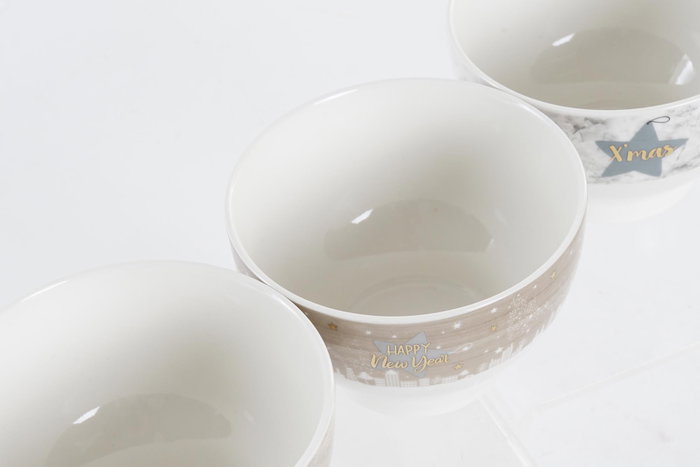 DKD Home Decor Bol de Porcelana Estrella Surtido de 6 Unidades