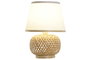 DKD Home Decor Lámpara Sobremesa Blanco Natural 24 x 34 x 24 cm Bambú Poliéster E27 Tela